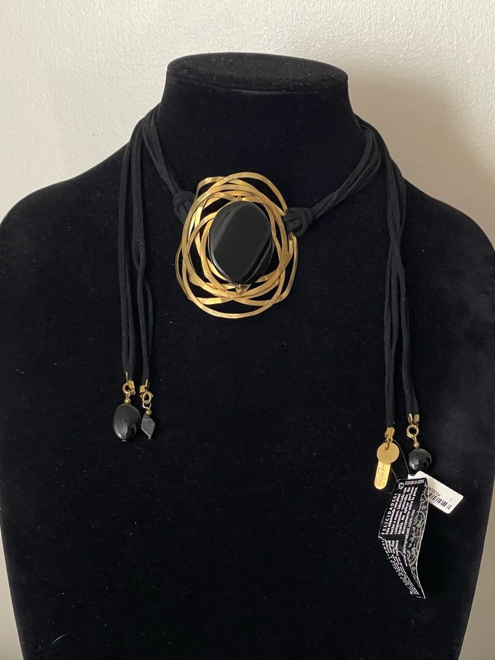 Black & Gold Layered Statement Pendant Necklace or bracelet Jenny Rabell